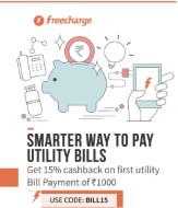 [New Users] Electricity, Gas & Landline Bill Payments Rs. 150 Cashback on Rs. 1000 at Freecharge